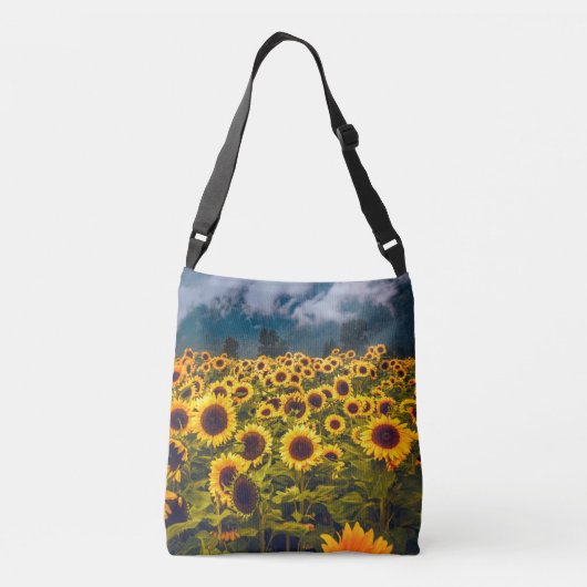 Zonnebloem Landschap Flowers Yellow Crossbody Tas (Achterkant)