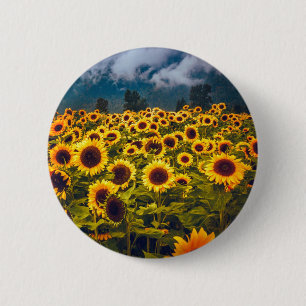 Zonnebloem Landschap Flowers Yellow Ronde Button 5,7 Cm