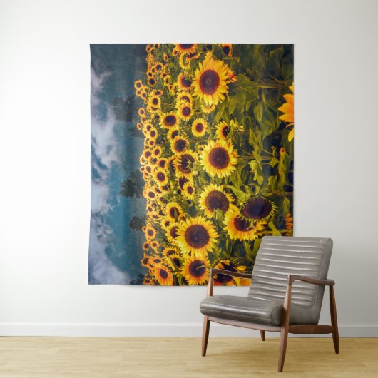 Zonnebloem Landschap Flowers Yellow Wandkleed (In situ)