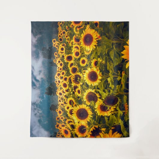 Zonnebloem Landschap Flowers Yellow Wandkleed (Voorkant)