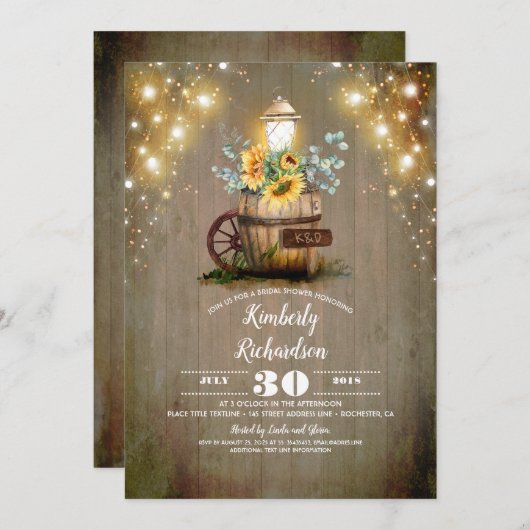 Zonnebloem Lantaarn Rustiek Bloemen Herfst Vrijgez Kaart (Voorkant / Achterkant)