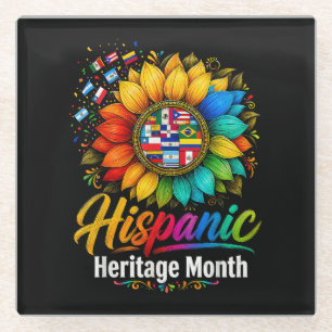 Zonnebloem Latijns-Amerikaanse landen Hispanic Her Glazen Onderzetter