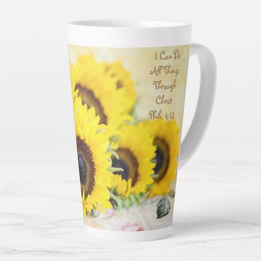 Zonnebloem Latte Mok Filippenzen 4:13 Schrift (Rechterhoek)