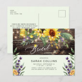 Zonnebloem & Lavendel Bruids rustieke Munt Uitnodiging Briefkaart (Voorkant / Achterkant)