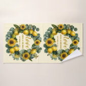 Zonnebloem Lemon Krans Love Design Badhanddoek (Badhanddoek)