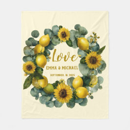 Zonnebloem Lemon Krans Love Design Fleece Deken