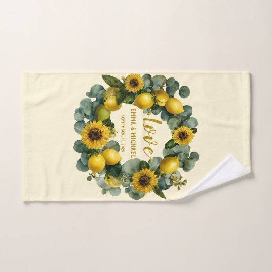 Zonnebloem Lemon Krans Love Design Handdoek (Handdoek)