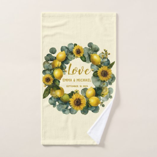 Zonnebloem Lemon Krans Love Design Handdoek (Handdoek)