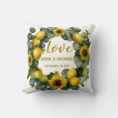 Zonnebloem Lemon Krans Love Design Kussen (Voorkant)