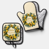 Zonnebloem Lemon Krans Love Design Ovenwant & Pannenlap Set (Voorkant / Achterkant)