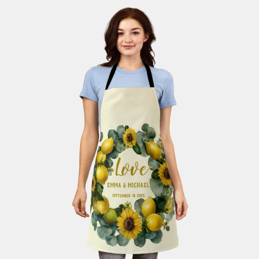 Zonnebloem Lemon Krans Love Design Schort (Gedragen)