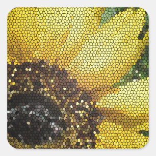 Zonnebloem lente Gele bloem Mozaïek Bloemen Vierkante Sticker