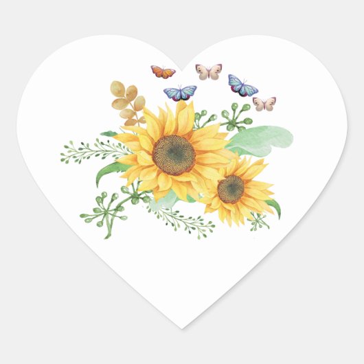 zonnebloem lente hart sticker (Voorkant)