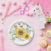 zonnebloem lente papieren bordje (Feest)