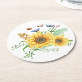 zonnebloem lente ronde kartonnen onderzetter (Gebogen)