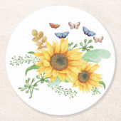 zonnebloem lente ronde kartonnen onderzetter (Voorkant)