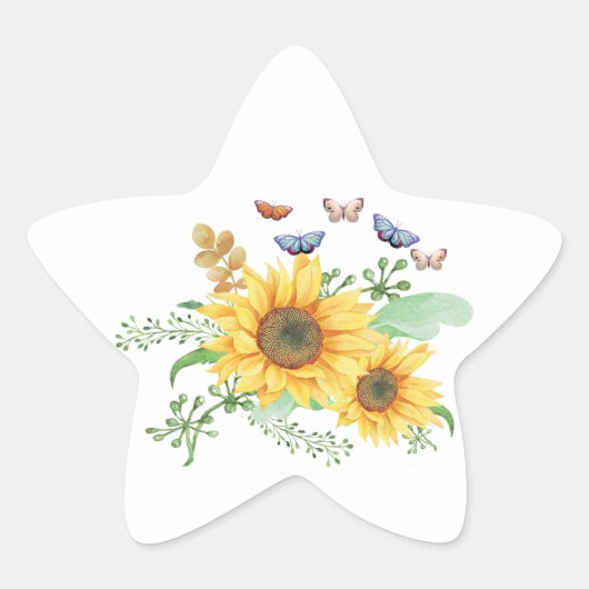 zonnebloem lente ster sticker (Voorkant)