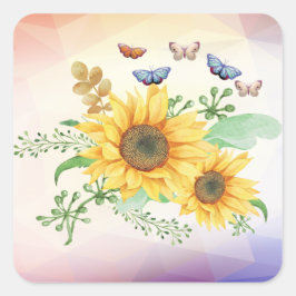 zonnebloem lente vierkante sticker