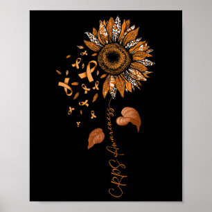 Zonnebloem Leopard CRPS Bewustzijn Sinaasappel lin Poster