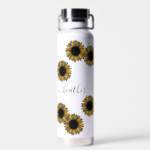 Zonnebloem Leopard Spot Monogram Naam Gepersonalis Waterfles (Achterkant)
