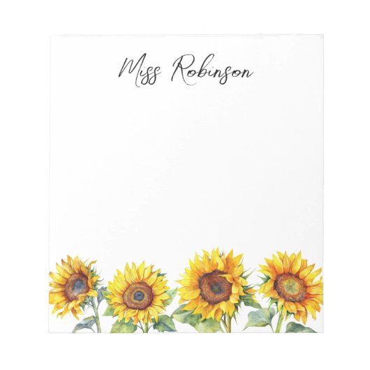 Zonnebloem Lerarendag Naam Notitieblok (Voorkant)