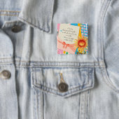 Zonnebloem Lettercode Envelope Moederdag Vierkante Button 5,1 Cm (In situ)