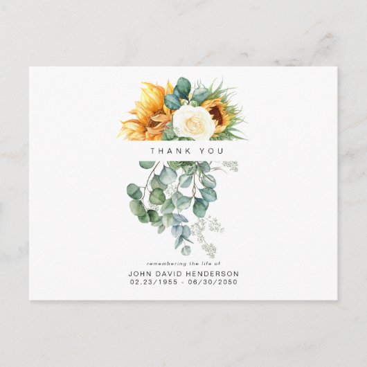 Zonnebloem Leven verliezen Dank je Briefkaart (Voorkant)