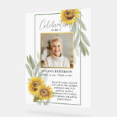 Zonnebloem Leven Viering Foto Welkom Begrafenis Acryl Bord (Hoek)