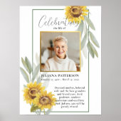 Zonnebloem Leven Viering Foto Welkom Begrafenis Poster (Voorkant)