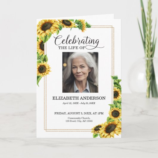Zonnebloem Levensviering Funeral Programma (Voorkant)