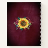 Zonnebloem Licht Floral Burgundy Waterverf Notitieboek (Achterkant)