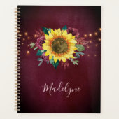 Zonnebloem Licht Floral Burgundy Waterverf Planner (Voorkant)