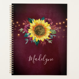 Zonnebloem Licht Floral Burgundy Waterverf Planner