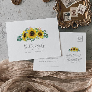 Zonnebloem lied verzoek RSVP ansichtkaart Uitnodiging Briefkaart