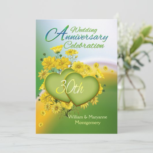 Zonnebloem Liefde 30ste Huwelijksjubileum Feest Kaart (Staand voorkant)