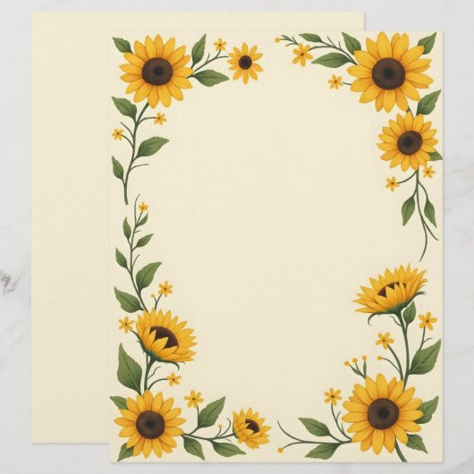 Zonnebloem Liefde Briefpapier Briefhoofd (Voorkant / Achterkant)