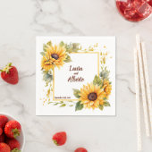 Zonnebloem liefde: gepersonaliseerde bruiloft serv servet (Insitu)