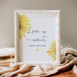 Zonnebloem Liefde is zoet neem een traktatie Poster
