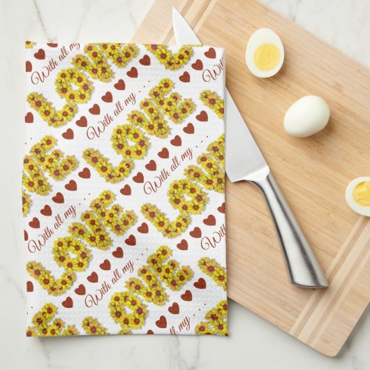 Zonnebloem Liefde Keukenhanddoek (Quarter Fold)