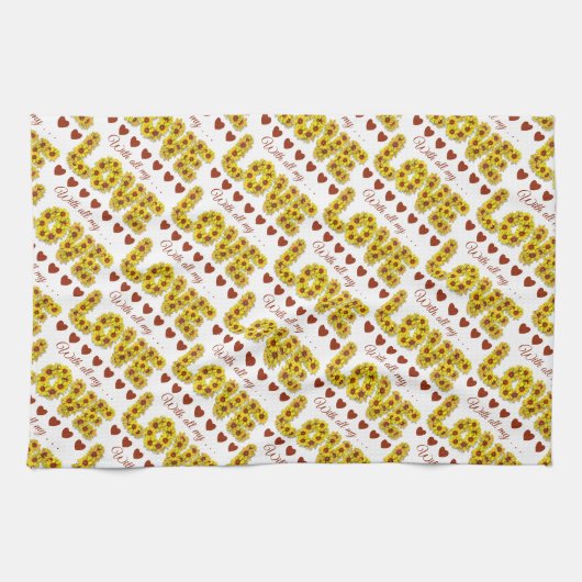 Zonnebloem Liefde Keukenhanddoek (Horizontaal)