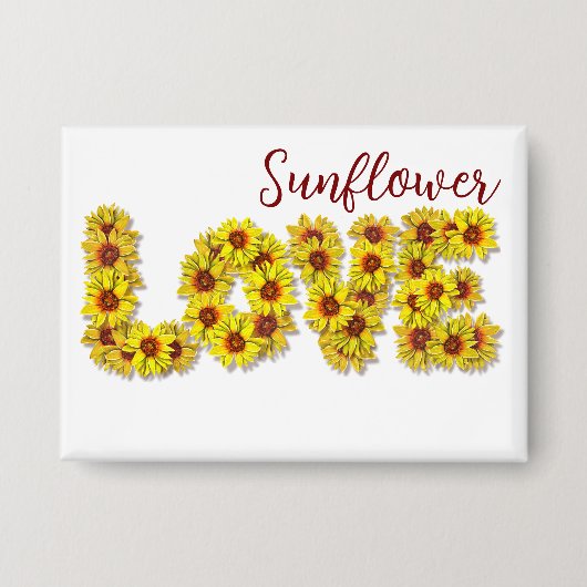 Zonnebloem Liefde Knop Button (Voorkant)