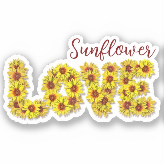 Zonnebloem Liefde Vinyl Sticker (Voorkant)