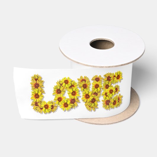 Zonnebloem Liefdeslint Satijnen Lint (Spoel)