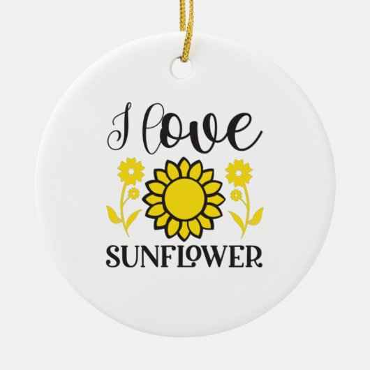 Zonnebloem Liefhebber | Ik Hou van Zonnebloem Keramisch Ornament (Voorkant)