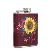 Zonnebloem Lights Bourgogne Bloemen Monogram Heupfles (Rechts)