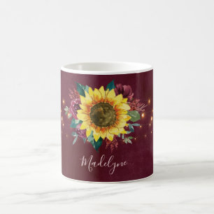Zonnebloem Lights Bourgogne Bloemen Monogram Koffiemok