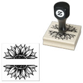 Zonnebloem lijst adres of bedrijf rubberstempel (Gestempeld)