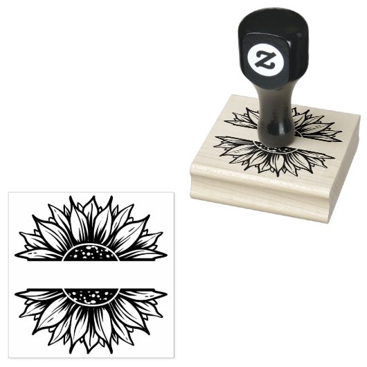 Zonnebloem lijst adres of bedrijf rubberstempel (Gestempeld)