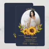 Zonnebloem Lijst Foto Baby shower Uitnodiging (Voorkant / Achterkant)
