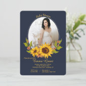 Zonnebloem Lijst Foto Baby shower Uitnodiging (Staand voorkant)